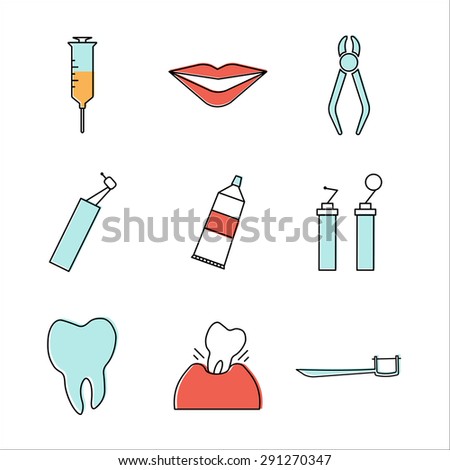 Dental care and stomatology vector icon set