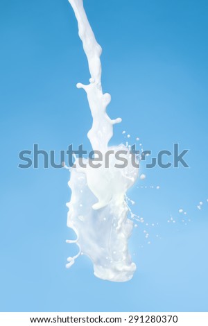 milk splash on blue background