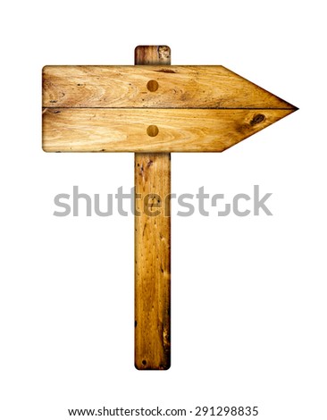 Wooden direction sign. 