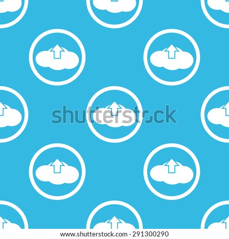 Image of cloud with up arrow in circle, repeated on blue background