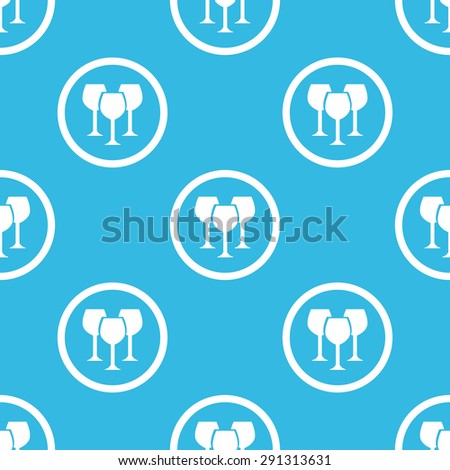 Image of three wine glasses in circle, repeated on blue background