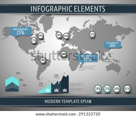 World map background. Modern elements of info graphics. World Map stock vector template