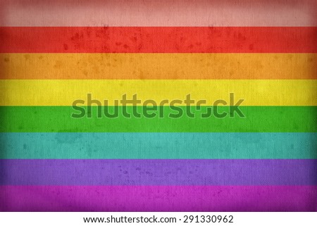 Rainbow flag 1978 june flag on fabric texture,retro vintage style