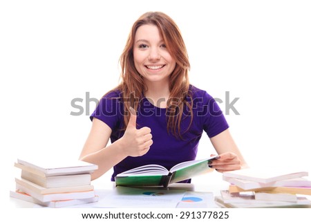 Young girl learning at the desk