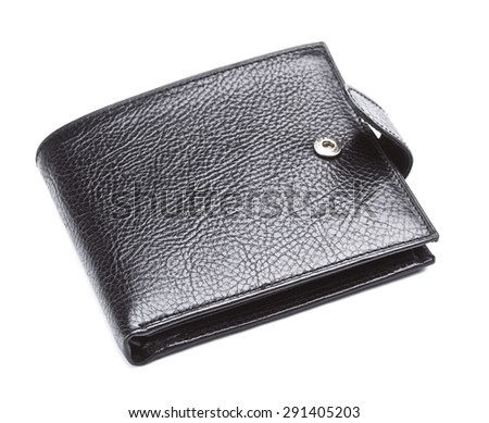 black leather wallet, isolated on white background
