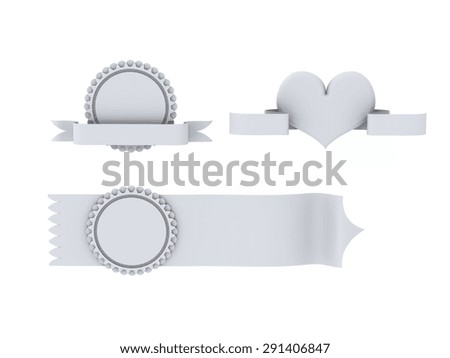 ribbons with heart premium with circle patterns isolated on white background