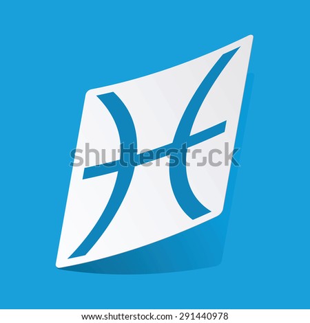 Sticker with pisces zodiac symbol, isolated on blue