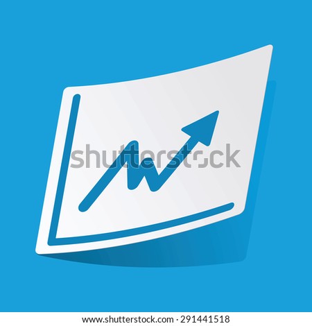 Sticker with rising graphic icon, isolated on blue