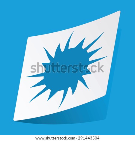 Sticker with starburst icon, isolated on blue