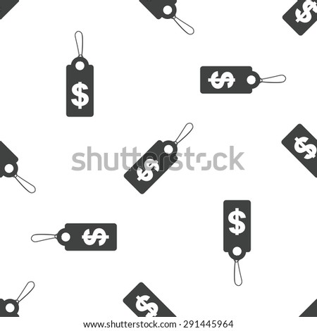 Image of string tag with dollar symbol, repeated on white background