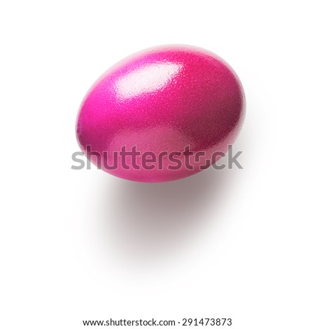 Pink painted easter egg isolated on white background. Holiday symbol. Single object with clipping path 
