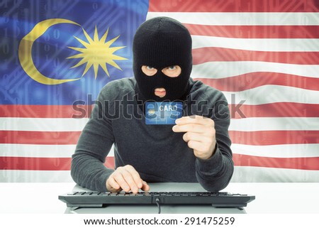 Cybercrime concept with flag on background - Malaysia