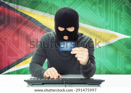 Cybercrime concept with flag on background - Guyana
