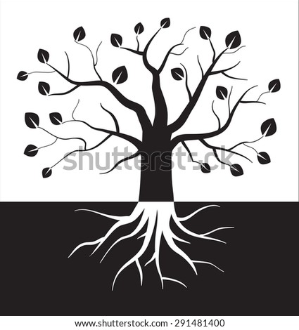 Black and white tree symbol. Vector illustration in eps8 format
