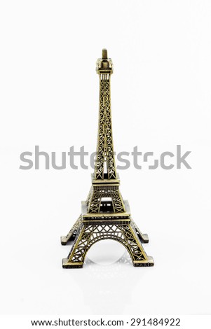 Eiffel tower model isolated on white background