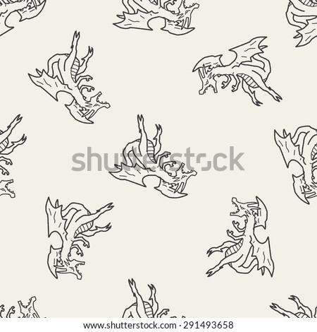 dragon doodle seamless pattern background