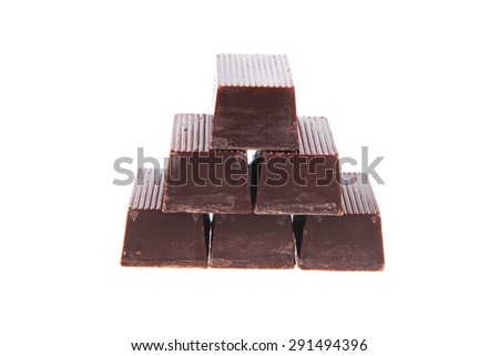 sweet dark chocolate candy's isolated over white background