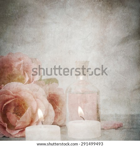Grunge paper with roses