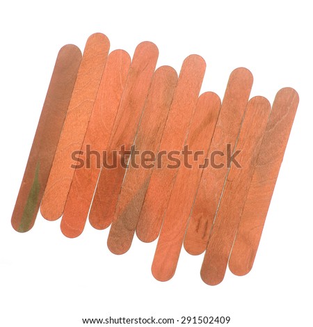 Colorful wood ice lolly sticks, Ice cream sticks, isolated on white background