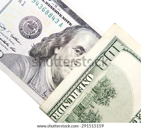 hundred dollar bill on a white background