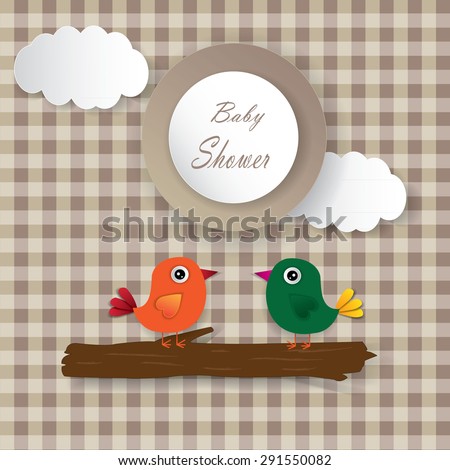 Baby shower bird girl card