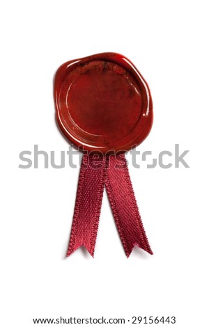 sealing wax with ribbons. isolated on white Royalty-Free Stock Photo #29156443