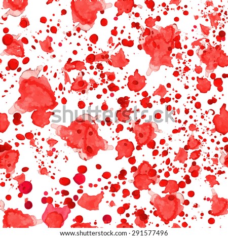 Watercolor splash seamless pattern isolated on white background. Vector illustration.