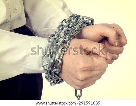 Toned Photo of the Hands tied Chain closeup