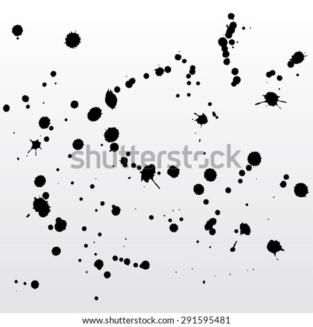 Vector black isolated ink splatter background.