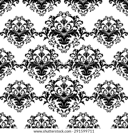 seamless damask pattern black and white
