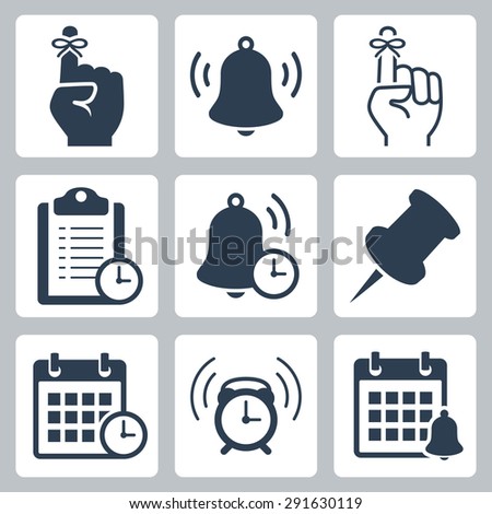 Reminders vector icon set Royalty-Free Stock Photo #291630119