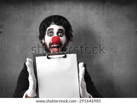 clown with a banner