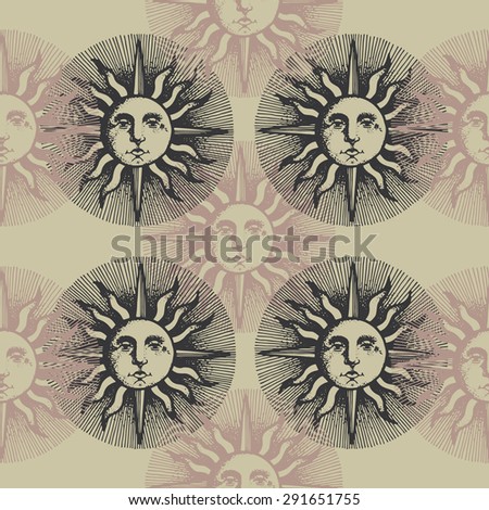 engraved sun seamless pattern