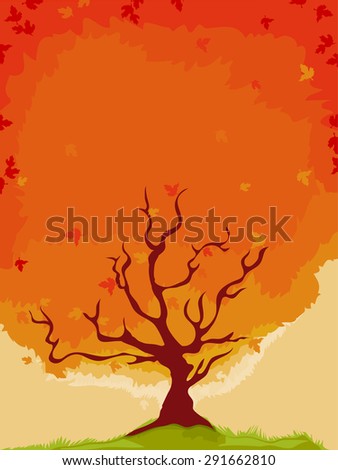 Background Illustration of a Maple Tree with Flaming Leaves
