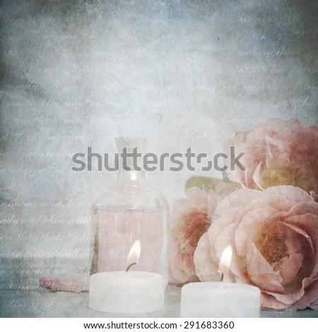 Grunge paper with roses