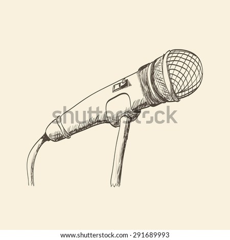 Hand drawn studio microphone