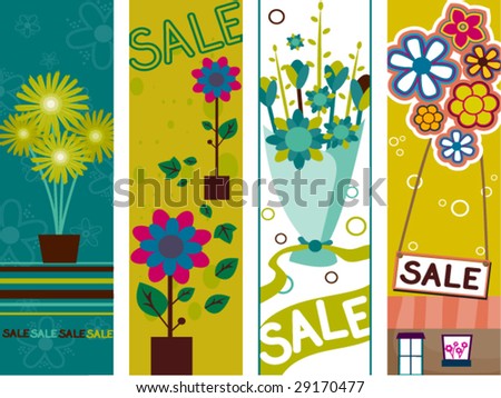 Flower Sale Vertical Banners - Vector