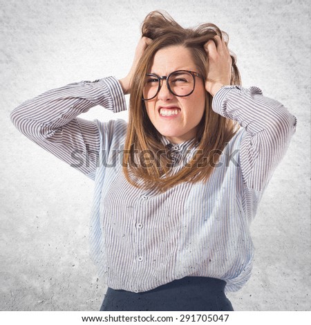 frustrated teen over textured background