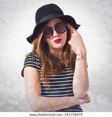 woman over grey background