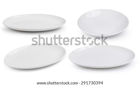 empty white plate on a white background Royalty-Free Stock Photo #291730394