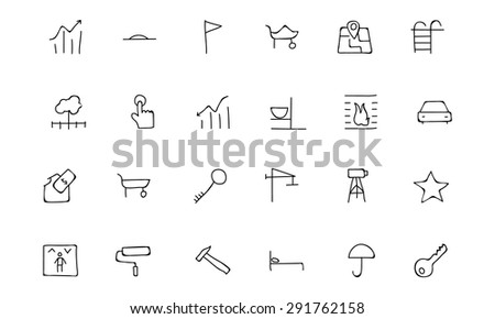 Real Estate Hand Drawn Doodle Icons