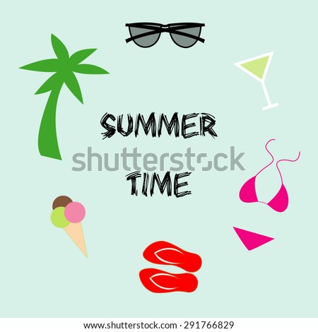 set summer time icons isolated - vector