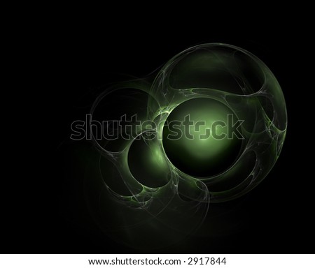 green fractal bubble on dark background