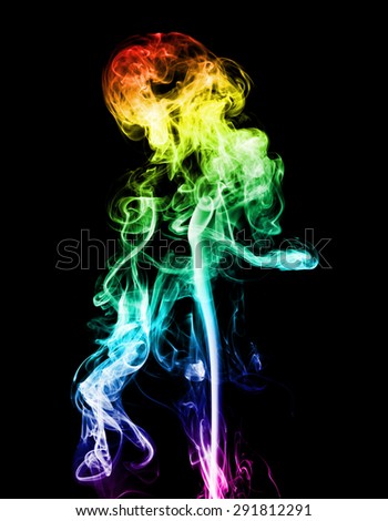 Colorful of smoke on black background.