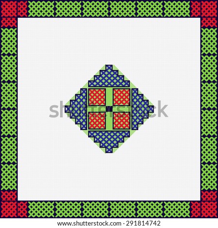 National Moldavian cross sketch ornament background, crochet handkerchief