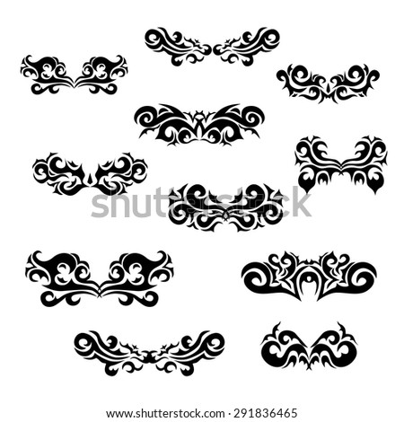 Maori tribal tattoo - Set of  different vector tribal tattoo in polynesian style. Celtic ornaments in traditional medieval style for ethnic embellishment and tattoo design.