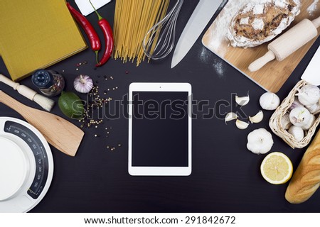 Kitchen cooking tablet pc mockup
