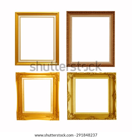  Set of golden vintage frame isolated on white background