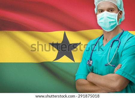 Surgeon with flag on background - Ghana