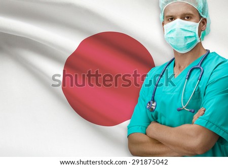 Surgeon with flag on background - Japan